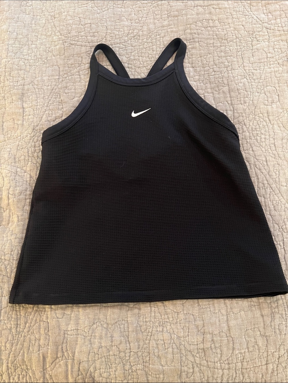Nike Black High-Neck Tank with White Swoosh